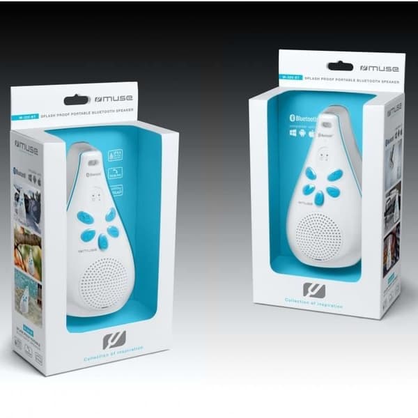 Bärbar bluetooth-högtalare splashproof Muse - M-320 BT - Vit - Stänkbeständig - Batteri Vit