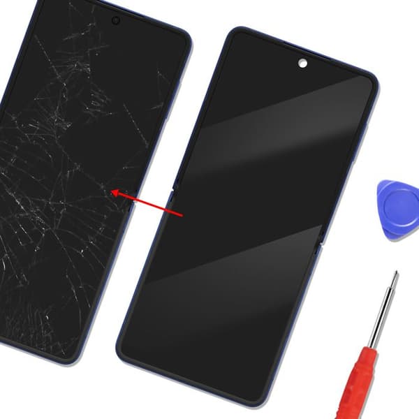 Original Samsung Galaxy Z Flip7 Fullskärm med Glas och Chassi Service Pack Samsung Mörkblå Blå