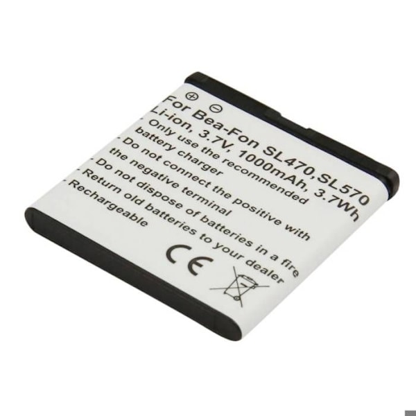 Ersättningsbatteri för Bea-Fon SL470 / SL570 3.7V 1000mAh Li-ion Vit Vit