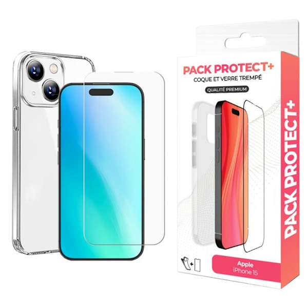 iPhone 15 Suojapakkaus TPU Pehmeä Kuori ja 7H Lasi Moxie Läpinäkyvä Vit