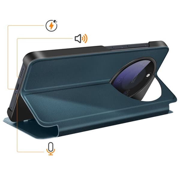 Etui med klap til Honor Magic 8 Lite, bi-materiale design med støttefunktion, andens blå Blå