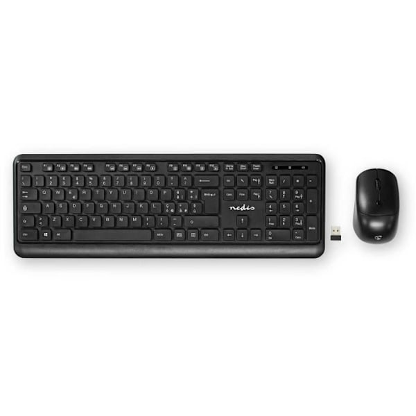 Trådlöst tangentbord och mus-set - Nedis - KBMCW100BKIT - QWERTY - Nano USB-mottagare - 12 multimedia-tangenter Svart