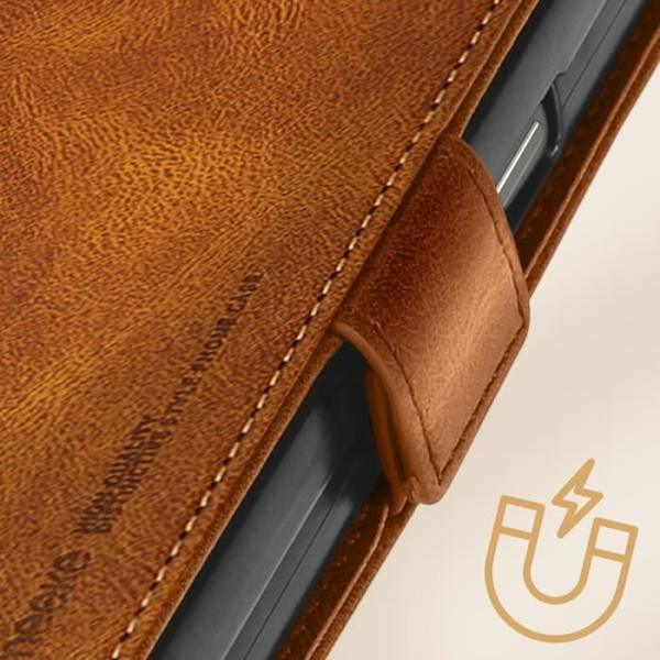 Coque - Samsung - Galaxy Z Fold 5 - Vintage - Anti RFID - Syntetiskt läder ljusbrun Ljusbrun