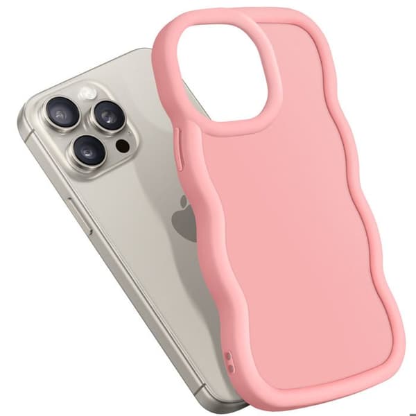 Coque för iPhone 15 Pro Silikon Stötabsorberande serie Candy Rose Rosa