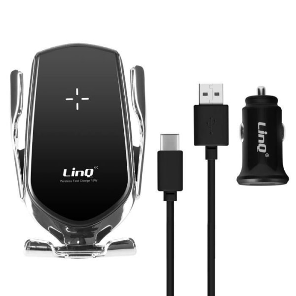 Bilholder - LINQ - 3 i 1 - 15W induktionsoplader - 360° drejelig - Til 4-6,8'' smartphone