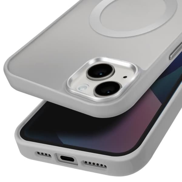 Coque MagSafe - iPhone 13 - Mat Gennemsigtig Bagside - Blød Kant - Antispor Grå
