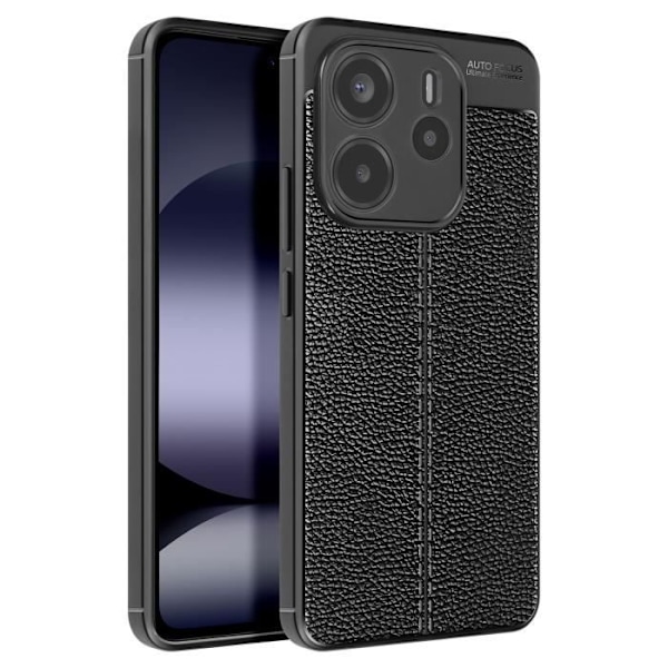 Cover til Xiaomi Redmi Note 14 4G Silikone med Lædereffekt i Granuleret Sort Svart