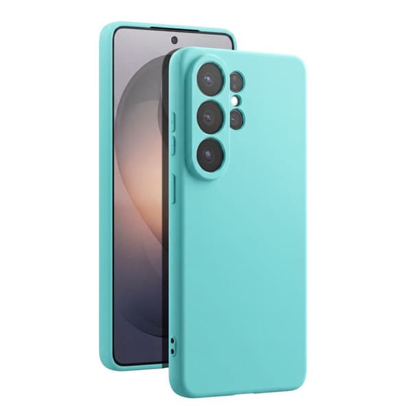 Silicone Soft-Touch Cover til Galaxy S26 Ultra med Turquoise Mikrofiberforing Blå