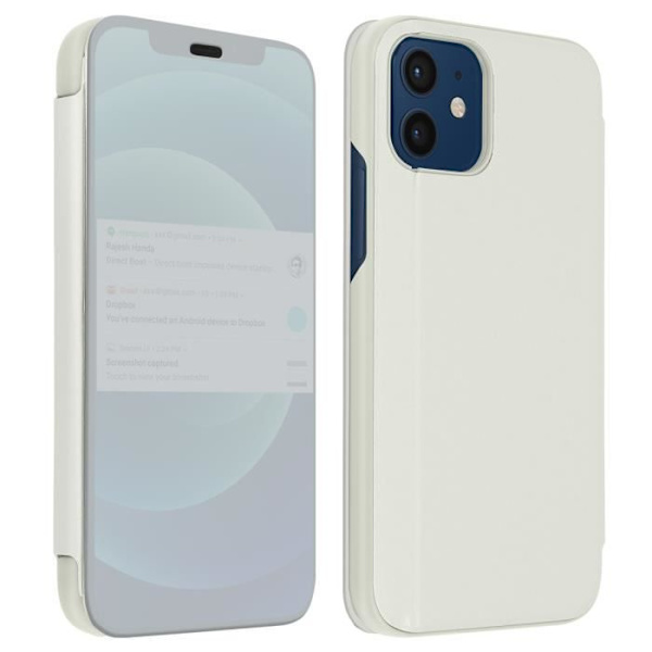 iPhone 12 Mini-fodral - Spegeldesign - Silvergrå - Mjuk - Genomskinlig klaff - Videostöd Silvergrå