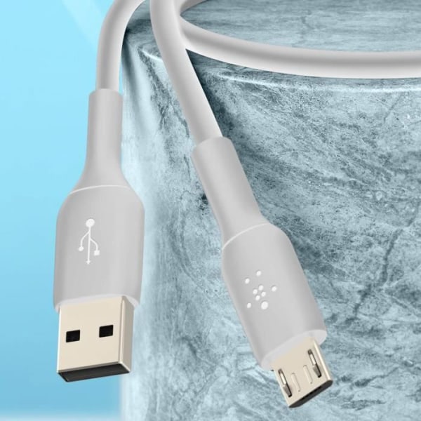 USB-mikro-USB-kaapeli Lataa ja synkronoi USB-IF-sertifioitu 1 metrin Belkin White