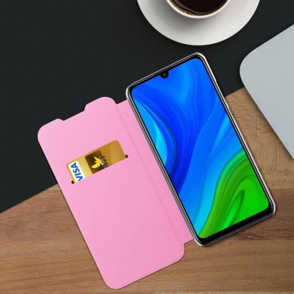 Étui Portefeuille Huawei P smart 2020 - AVIZAR - Rose - Synthétique - Rabat - Lisse Rosa