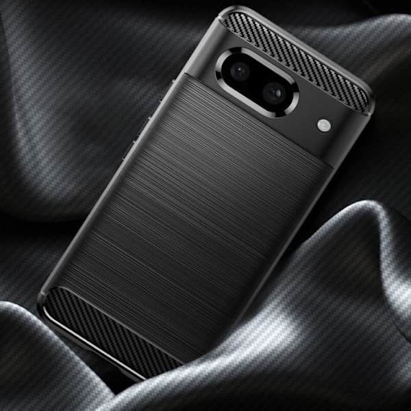 Kotelo Google Pixel 8a:lle – AVIZAR – joustava hiili ja harjattu musta tehoste Svart