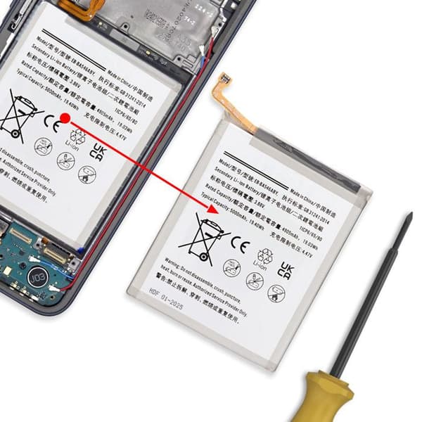 Ersättningsbatteri för Galaxy A55 / A54 / A35 / A34 Li-ion 5000mAh Grå Grå