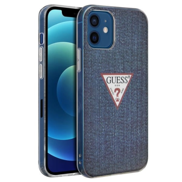 Guess Jeans Series Guess Dark Blue Denim Effect iPhone 12 Mini Cover Blå