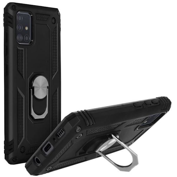 Samsung Galaxy A71 Stødsikker Bi-materiale Case Ring Sort Video Support Sort