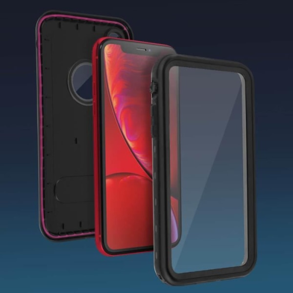 Apple iPhone XR Case Kaksimateriaalia Vedenpitävä 2m Videotuki Redpepper Black