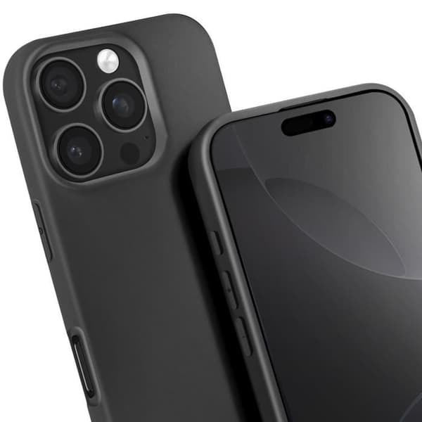 Coque - iPhone 16 Pro - Semi Rigid - Soft Touch - Justerbar Snor Sort Svart