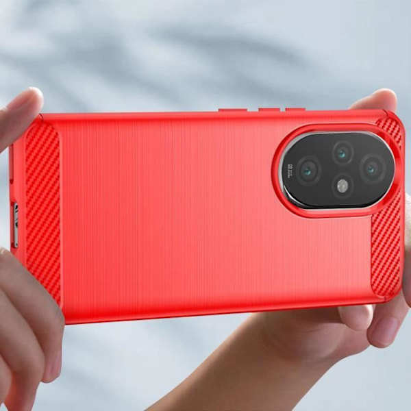 Fodral till Honor 200 Pro - AVIZAR - Röd - Kol och borstad effekt - Mjuka ytskikt Röd