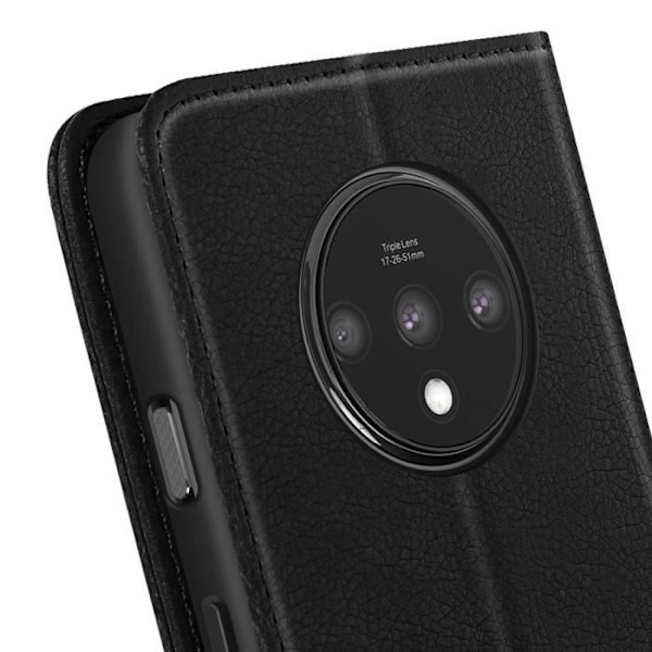 Etui til OnePlus 7T Klap Portemonnaie og Video Støtte Sort Svart