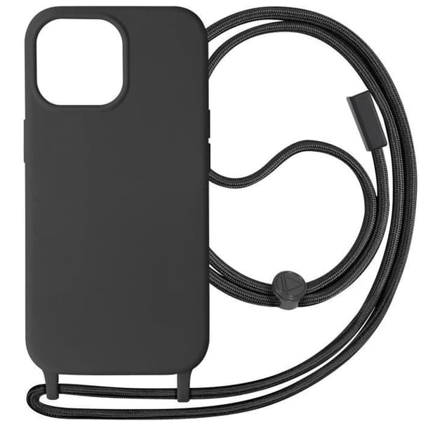 Coque - AVIZAR - iPhone 15 Pro - Justerbar Rem - 80 cm - Semi-Rigid - Sort Svart