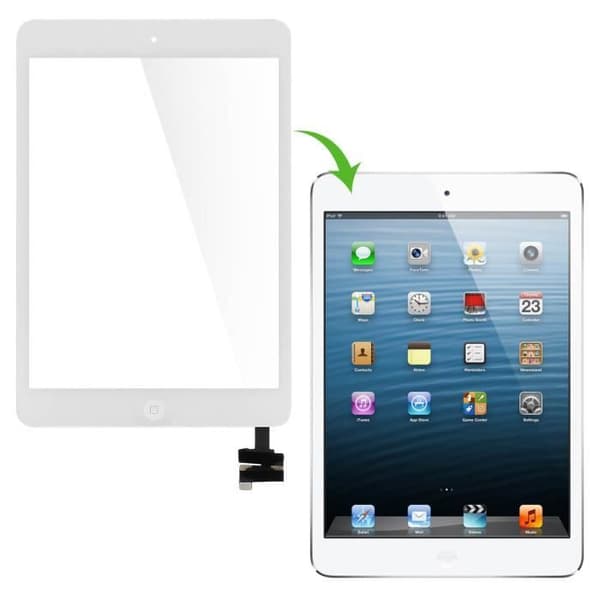 LCD-skärm - AVIZAR - iPad Mini 1 och 2 - Vit Taktile Glas - Utbyte - Demontering nödvändig Vit