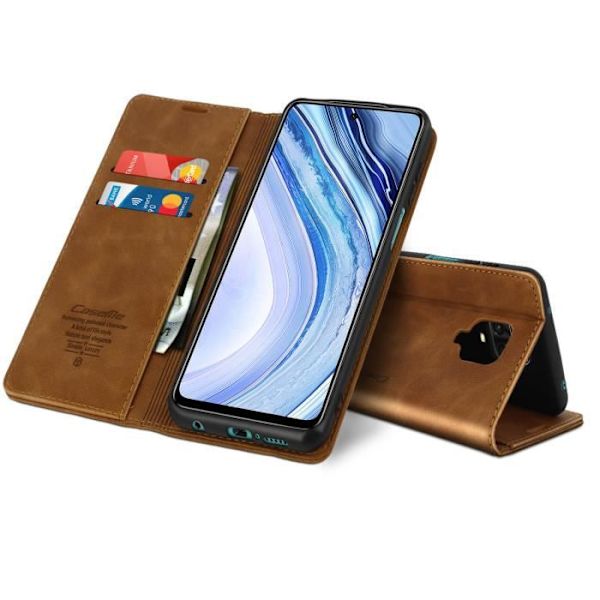 Vintage Fodral - CaseMe - Xiaomi Redmi Note 9S/9 Pro/9 Pro Max - Brunt Läder - Mjuk - Magnetisk kastanj