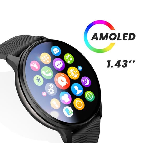 GPS AMOLED Sportklocka Hälsospårning och Samtal IP68 Titmo Svart Svart