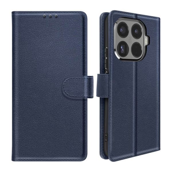 Magnetiskt plånboksfodral för Xiaomi 15T Pro med videostöd Mörkblå Blå