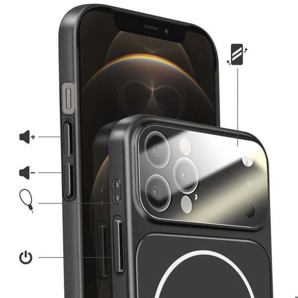 Cover til iPhone 12 Pro Max Kompatibel med MagSafe Mat AG Glas Sort Svart