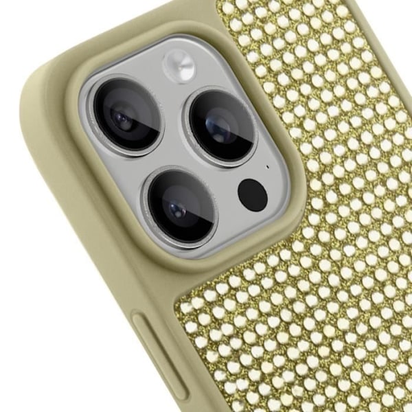 Coque Strass для iPhone 15 Pro Max с приподнятыми краями Треугольный Алмаз Guess Золотой Gul