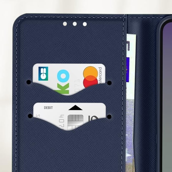 Etui för Xiaomi Redmi 14C Plånbok Läder Saffiano Fancy Blå / Röd Röd
