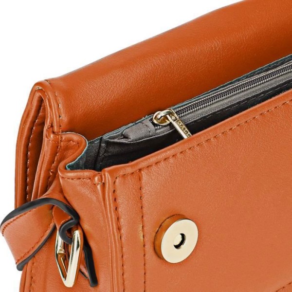 Crossbody handväska i konstläder - Gallantry - Brun - Liten väska med fack och innerficka kastanj