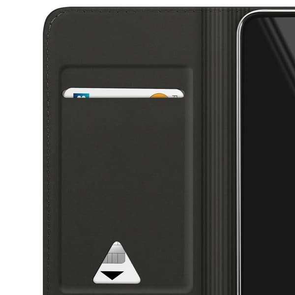 Etui til Samsung Galaxy A20e Læderlook med Kortlomme MW Sort Svart