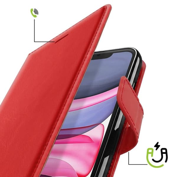 Plånboksfodral för iPhone 11 med handledsrem och videostöd Mayaxess Röd Röd