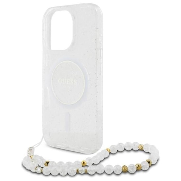 Coque Guess IML Glitter with pearlescent MagSafe bracelet for iPhone 16 Pro Max (läpinäkyvä) Transparent