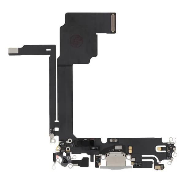 Laderconnector - AVIZAR - iPhone 15 Pro Max - USB-C - Mikrofon - Hvid titanium Vit