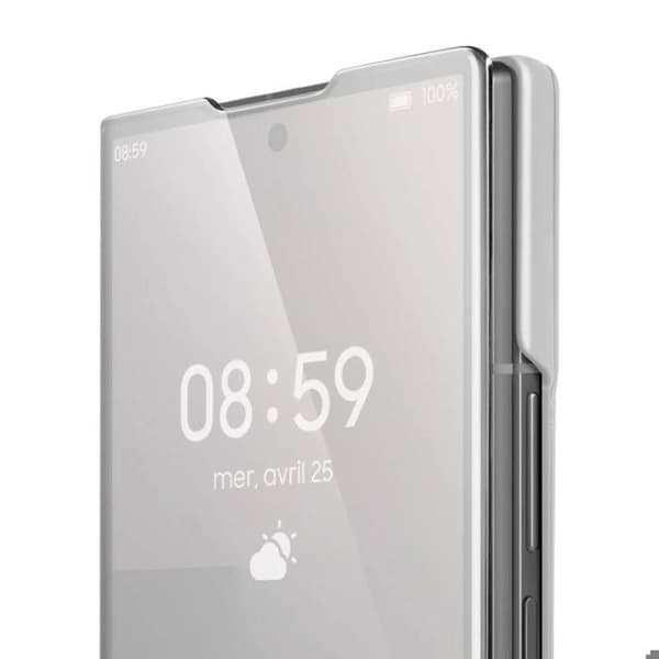 Skyddsfodral för Galaxy Z Fold 7 Clear View med Videostöd Silver Grå
