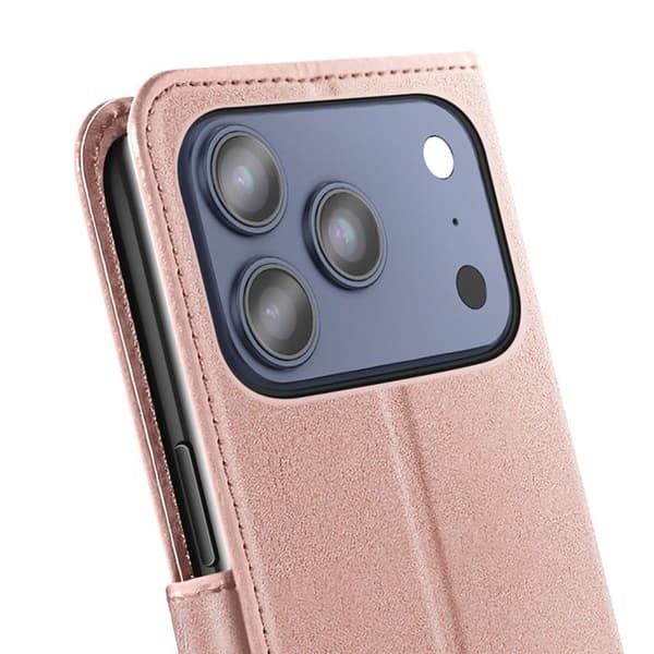 Plånboksfodral för iPhone 17 Pro med handledsrem och ställfunktion Mayaxess Rosa Rosa