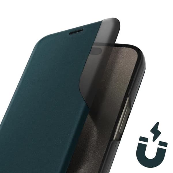 Cover til iPhone 15 Pro Max - AVIZAR - Flip Display Window - Grøn - Rigid - Syntetisk Grön