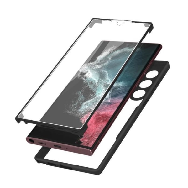 Samsung Galaxy S22 Ultra Cover - AVIZAR - Plexiglas Bagside - Polymer Front - Sort Svart