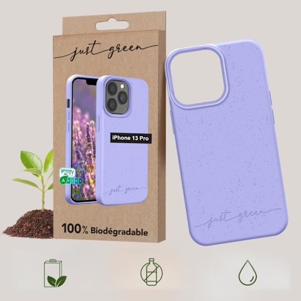 iPhone 13 Pro genanvendeligt etui Just Green Lavender - JUST GREEN - Stiv - Syntetisk - Lilla - Mat - Blandet Lavendel