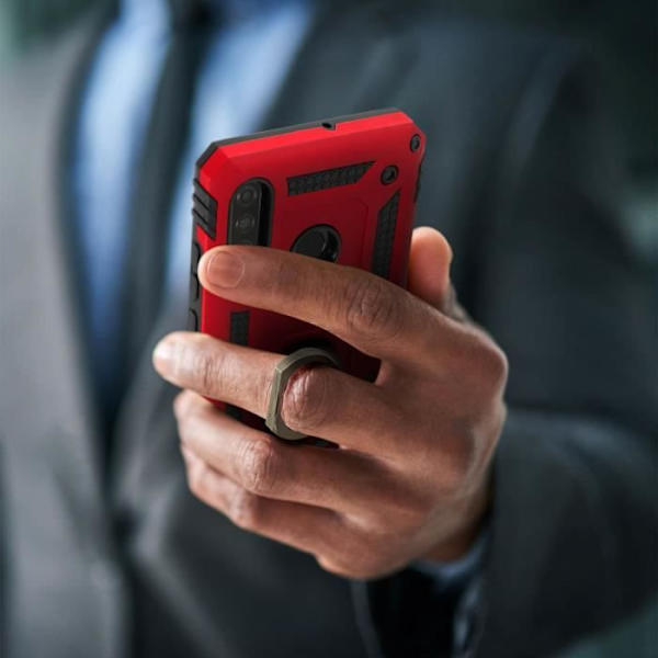 Coque - AVIZAR - P30 Lite - Bi-materialer - Holdring - Röd videostativ Röd
