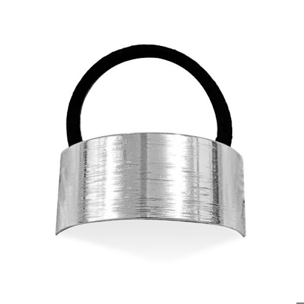 Sølv/Sort rektangulær ringbånd til hår Svart