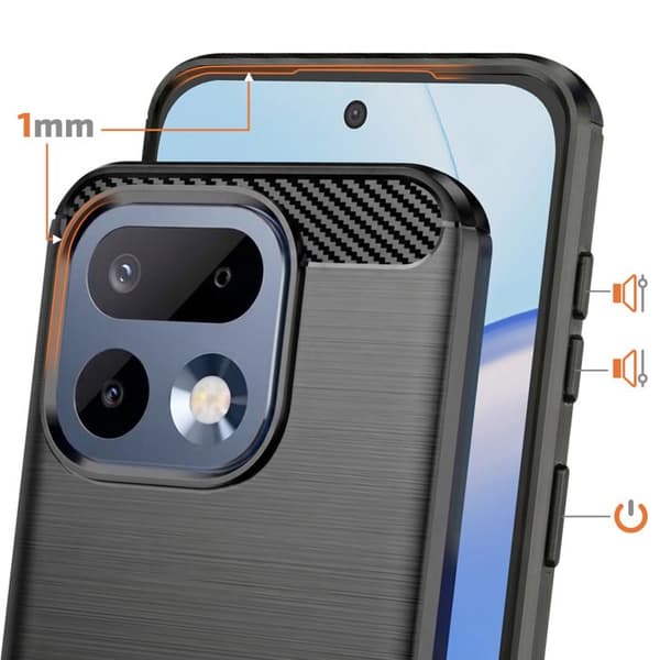 Cover til Realme 16 Pro Carbon Effekt Blød Beskyttelse Stødabsorberende Sort Svart
