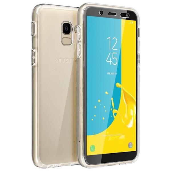 Suojakuori Samsung Galaxy J6:lle suojasilikoni + läpinäkyvä polykarbonaattiselkä