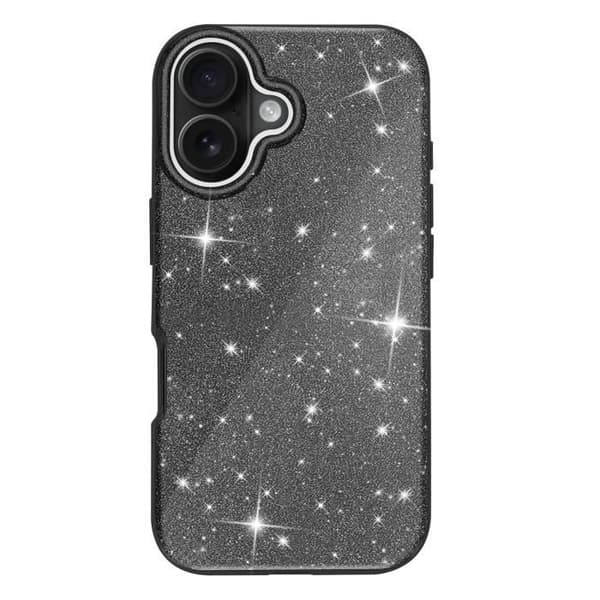 Coque - UNDERRETTE - iPhone 16 - Stødabsorberende - Glimmer - Glamour og chic Svart