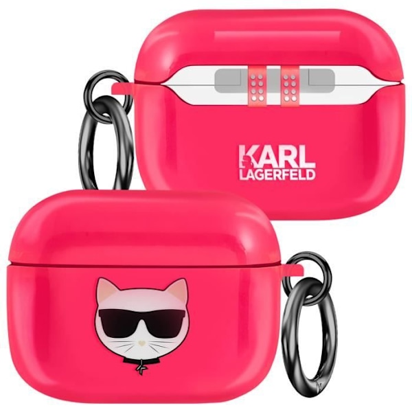 Coque til AirPods Pro Choupette Stødresistent med Karl Lagerfeld Ring Fuchsia Rosa