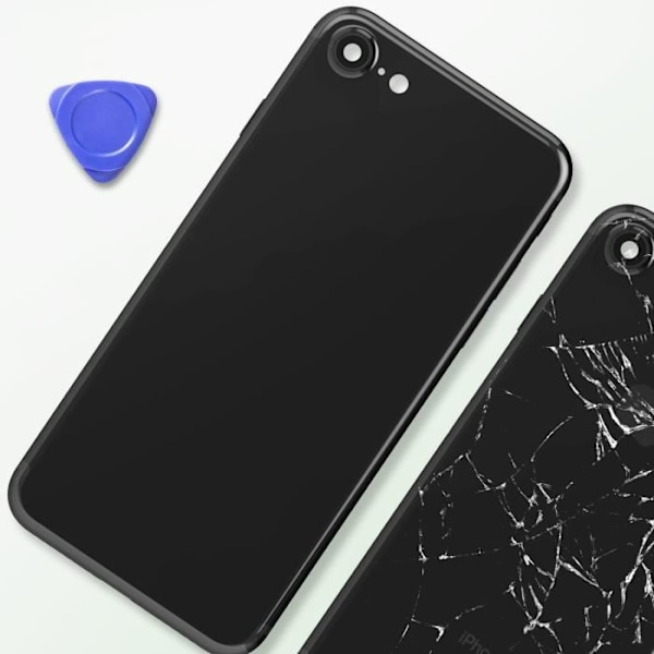 iPhone 7 chassis med erstatning bagcover sort Svart