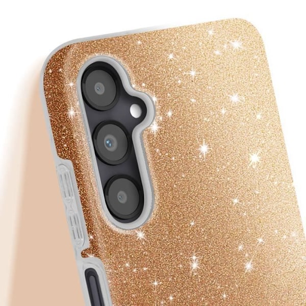 Glittrande skyddsfodral för Samsung Galaxy A05S, stöttålig, guld. Gul