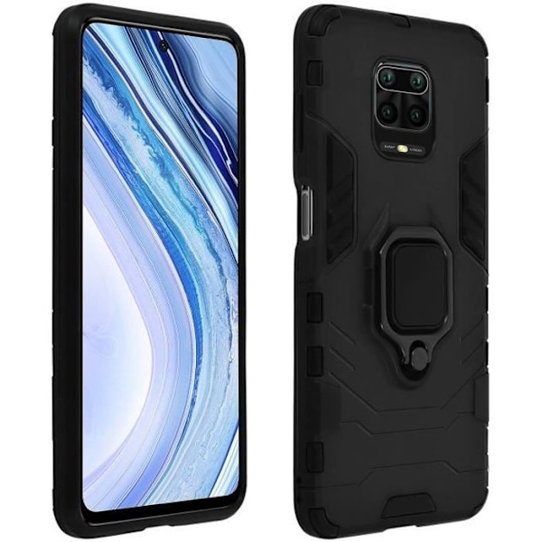 Stødabsorberende Cover - AVIZAR - Xiaomi Redmi Note 9 Pro Max/9 Pro/9S - Holdemekanisme - Sort Svart